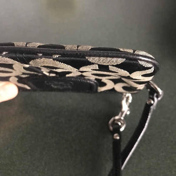 Coach Black Canvas Leather Wristlet - Picture 8 of 16